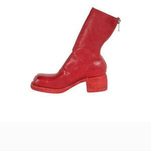 GUIDI EUC DARK CRIMSON REAL LEATHER Mid Calf ARTISINAL BOOTS ROUND TOE